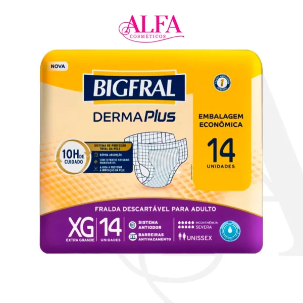 Fralda Bigfral Derma Plus Tamanho XG - 14 Unidades