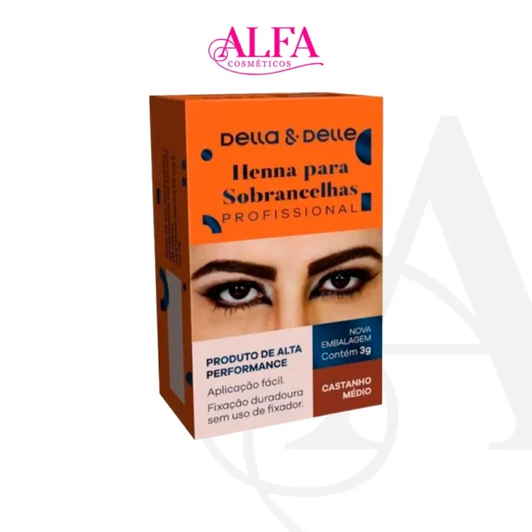 Henna Sobrancelha 3g Castanho Medio - Della & Delle
