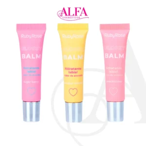 Kit com 3 Glossy Balm Hidratante Labial Ruby Rose (3 Sabores)