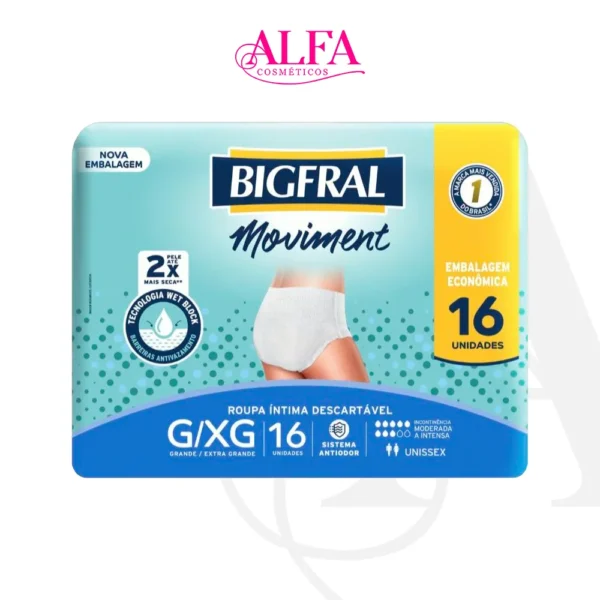 Roupa Íntima Descartável Unissex Bigfral Moviment Gxg 16 Un