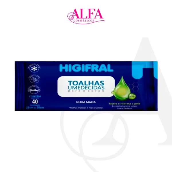 Toalhas Umedecidas Uso Adulto 25 X 20 Cm - Com 40 Unidades HIGIFRAL
