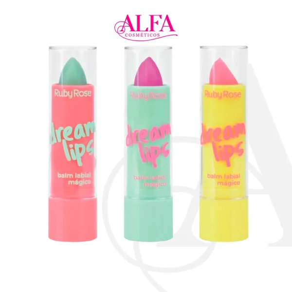 Kit C 3 Unidades Balm Labial Mágico Dream Lips Original Ruby Rose copiar 2