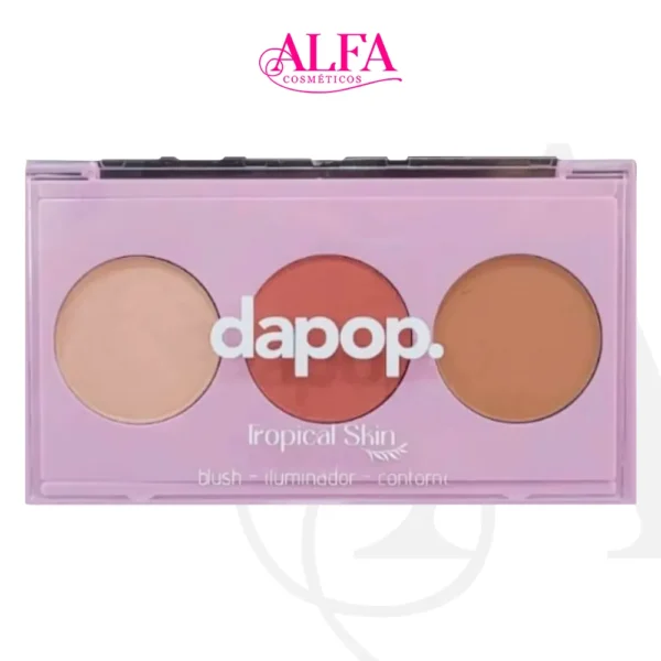 Trio Contorno Tropical Skin Dapop (Brush, Iluminador, Contorno)