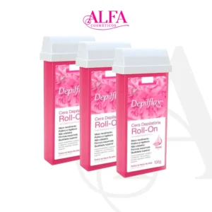 kit com 3un Ceras Depilatoria Rolon Rosa Depilflax 100gr