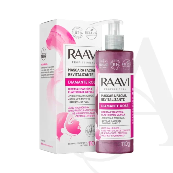 Máscara Facial Revitalizante Diamante Rosa 110g Raavi