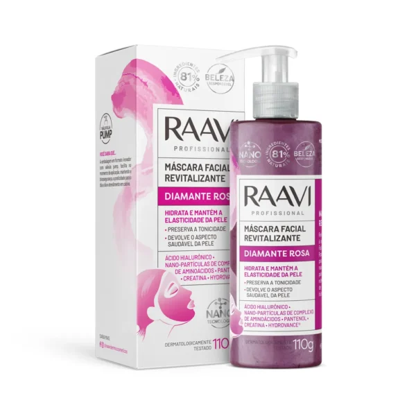 Máscara Facial Revitalizante Diamante Rosa 110g Raavi - Imagem 2