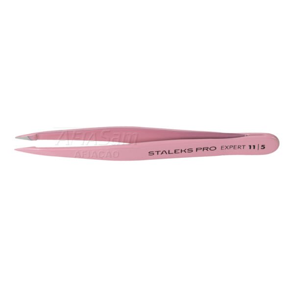 Pinca Sobrancelha Te-11-5 Rosa Ponta Fina Staleks - Imagem 2