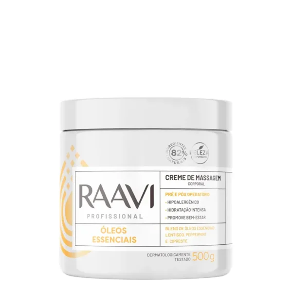 Creme Massagem Óleos Essenciais Pré e Pós Operatório Raavi 500g - Imagem 2